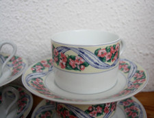 2 Tasses à Thé/Chocolat avec soucoupes en porcelaine de Sologne