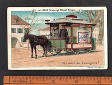 Victorian Horse Drawn Tram Rare German Trade Card 1890 Railway Carriage