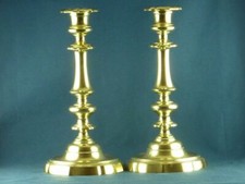 Pair of Antique Yellow Copper Candle Holders
