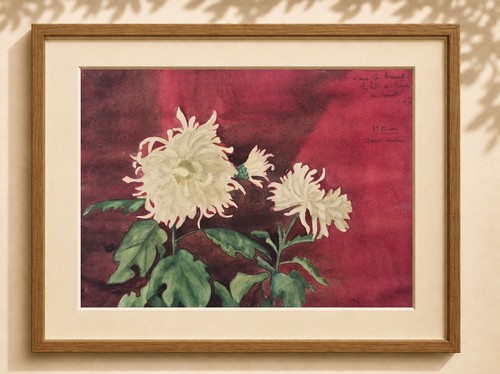 Aquarelle ancienne fleurs
