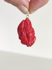 Pendentif de Pêcheur en Corail Rouge / 20th Chine / Chinois