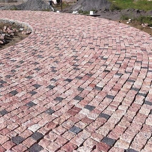 Paves cube granit rouge - cube,