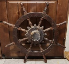 Ancien 34 " Pouce en Bois Bateau Roue Beau Décoratif Créateur Meilleur Cadeau