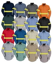 Red Kap Enhanced Visibility Hi Vis Reflective Work Towing Uniform Shirts LS