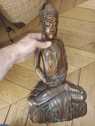 Statue bouddha assis bois - bouddha,