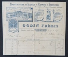 Invoice CHOLET 1922 GODIN FRERES wool cotton knitting haberdashery illustrated 85