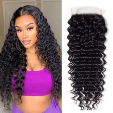 Lace Closure 4x4 Tissage Cheveux Naturels Bouclés Femme Cheveux Humain Bresil...