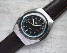 June 1980 Seiko Vintage Men's Watch 6309 Automatic Leather Watch Rare Steel