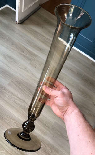 Grand vase cornet verre fumé - vase,