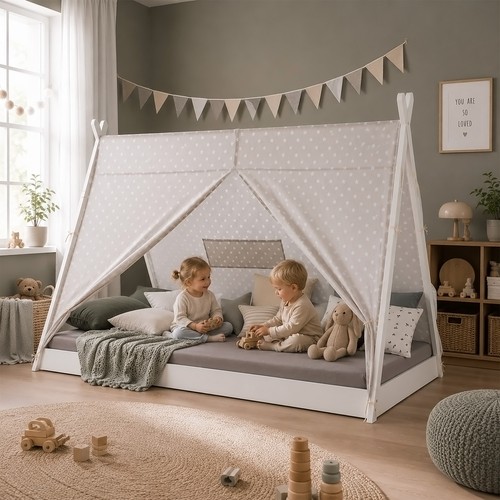 Lit enfant tipi tissu - lit, 90x200