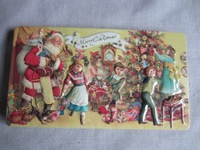 Jolie Boite métal vintage décors de noël en relief  .  Heidel .