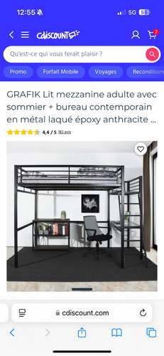 Lit mezzanine bureau 140x190 - bureau,