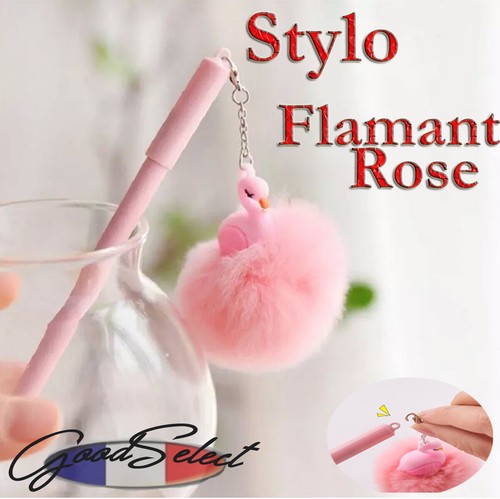 Stylo gel peluche flamant rose - peluche,