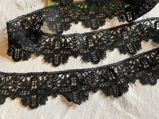 RARE ANCIENNE DENTELLE AUX FUSEAUX - GUIPURE DU PUY  6 mètres - Noir