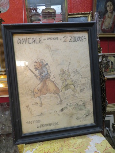 Ancien grand dessin militaire - ancien,