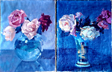 Deux anciens TABLEAUX huiles sur toile Signés J.Laresche Peintre de FLEURS