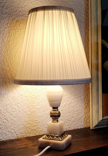 Lampe table vintage albâtre - lampe,