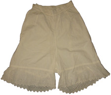Antique Victorian White Bloomer Lingere Pantaloons 5" Ruffled Eyelet 27" Waist