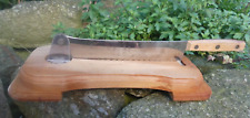 Folk art - Bread guillotine / bread cutter antique wooden base stainless steel blade 40cm