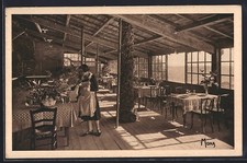 CPA Toulon, Intérieur du Restaurant des Palmiers avec serveuse et tables dressé 
