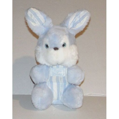 Doudou lapin bleu - lapin, rayé