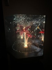 Vintage Octagonal Fiber Optic Lamp, Flowers Turn And Change Colors