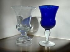 2 pretty small glass vases in blue color/transparent vintage decoration