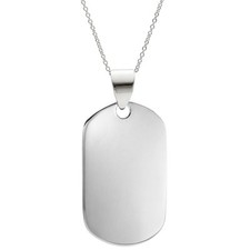 Silverly Argent Dog militaire ID Tag Plaine Pendentif collier chaine