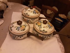 3 CASSEROLLES AVEC COUVERCLE  ALLEMAGNE ASTA EMAIL FLEURI