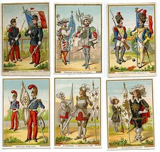 6 MILITARIA CHROMOS - ORIFLAMME, FLAG, STANDARD
