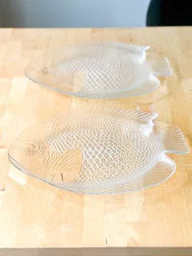 Vintage arcoroc fish plates - vintage,