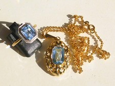 LOT de 2 BEAUX BIJOUX ANCIENS en PL OR / BAGUE ORIA T62 + PENDENTIF avec CHAÎNE