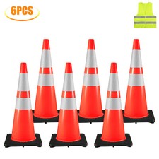 VEVOR Cône de Signalisation Cône de Chantier Réfléchissant 6PCs 92 cm de Haut