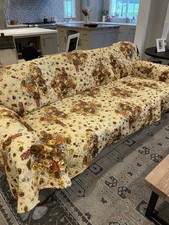 VTG Sofa Slip Cover 80’s Flower Design MCM Couch Protector Fits 3-4 Seat L/ XL