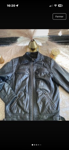 Redskins veste moto - cuir, noir