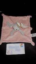 doudou plat lapin gris rose