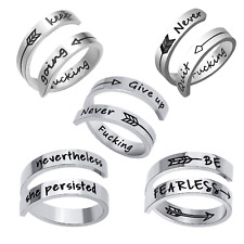 Women Girls Inspirational Adjustable Wrap Thumb Open Ring Statement Band Gift