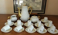 Service à café porcelaine fine Haviland Limoges France décor filet or fin