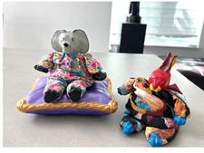 POUPEE MILLET DOLL RIGADON CERRI ART ELEPHANT RABBIT HANDMADE 9" 11 CUSHION"