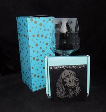 New COCKER SPANIEL Gift Set - Wine Glass and Coaster - Beautiful gift to give!