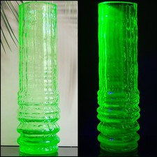 Uranium Glass Vase Art Glass Vaseline Green Clear Glass Vase Art Deco