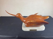LARGE wood sculpture root bird avocette by MARC PITTIOU.