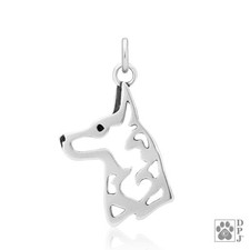 Belgian Malinois Necklace, Head pendant - recycled .925 Sterling Silver