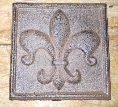 Cast iron fleur lis plaque - iron,