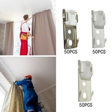 Lot de 50 supports de montage au plafond pour rail de rideau droit ou incurvé