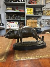 Rare Antoine-Louis Barye Bronze On Marble Plinth Farm Pig 44x24x18cm