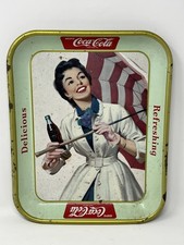 Vintage Coca Cola Tray Coke Lady With Umbrella White Coat Printed In USA