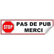 Stop Pub étiquette pour boite aux lettres logo 202 - Autocollant pas de pub merc