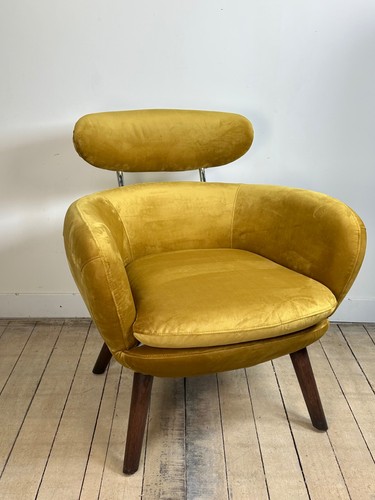 Fauteuil velours jaune - velours,