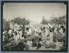 Algeria, Arab Market Vintage Print.  Circa 1900 18x24 Silver Print